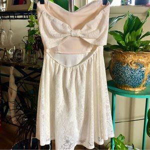 White Cutout Bow Dress